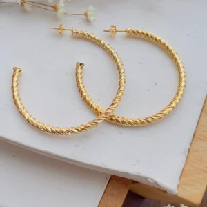 Argola Folheado a Ouro Tubo Torcido G - 214