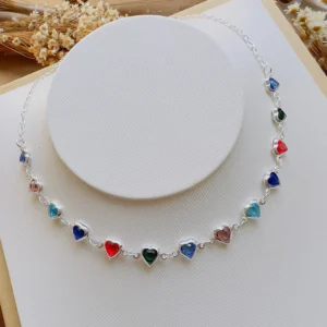 Choker Folheado a Prata Coração Colorido - 315