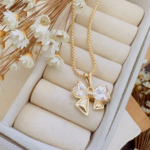 Colar Folheada a Ouro Zircônia Laço - 410