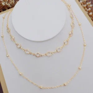 Colar Duplo Folheado a Ouro Cristal - 413