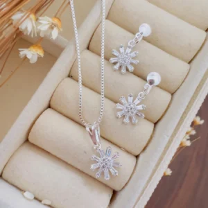 Conjunto Folheado a Prata Micro Zircônia Flor - 505