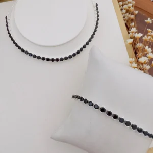 Conjunto Folheado a Prata Zircônia Preta - 508