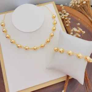 Conjunto Folheado a Ouro Esfera Lisa - 606