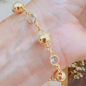 Pulseira Folheada a Ouro Esfera Zircônia - 705