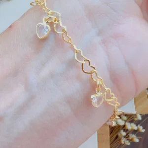 Pulseira Folheada a Ouro Coração Zircônia - 706