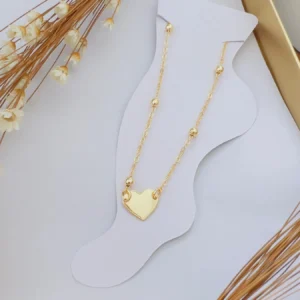 Tornozeleira Folheado a Ouro Bolinhas Coração - 907