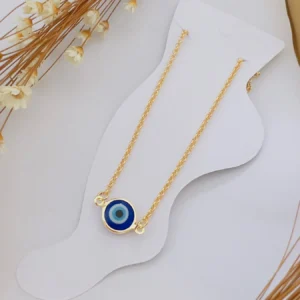 Tornozeleira Folheado a Ouro Olho Grego Azul - 908